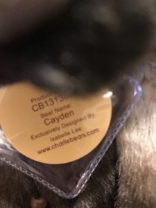 Charlie Bear Cayden tag